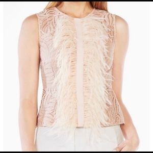 BCBG Max Azria Medium sleeveless feather top. Bare pink beautiful color!!